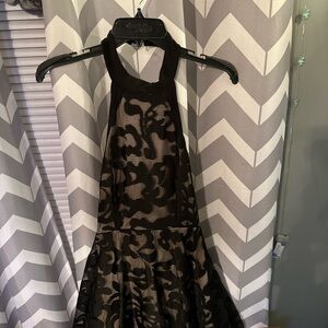 Elegant Black Lace Halter Dress